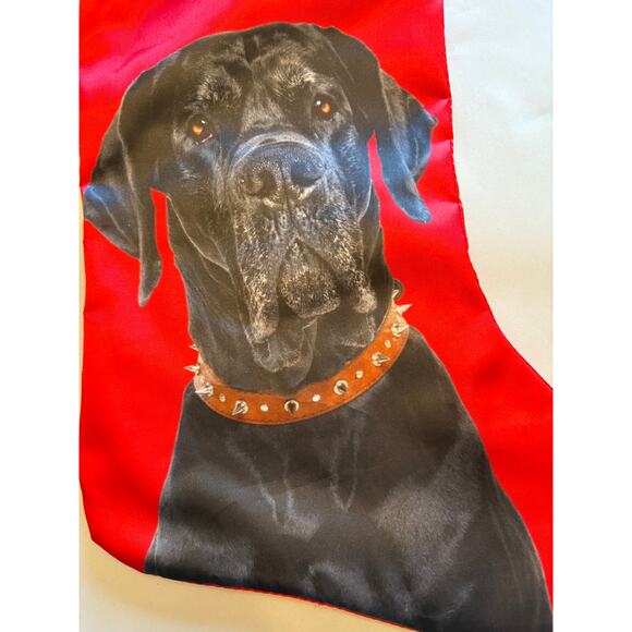 I LOVE MY GREAT DANE CHRISTMAS STOCKING  EMBROIDERED CUFF ~GREAT GIFT~ - Picture 3 of 6